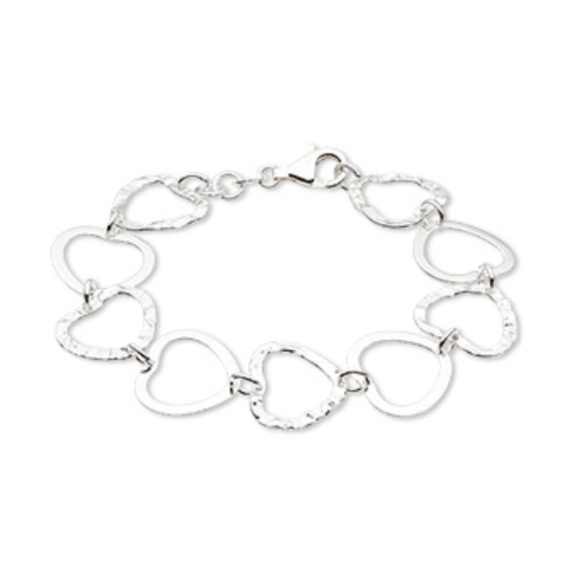 Sterling Silver Open Heart Link Bracelet – 7.7" - Picture 1 of 1